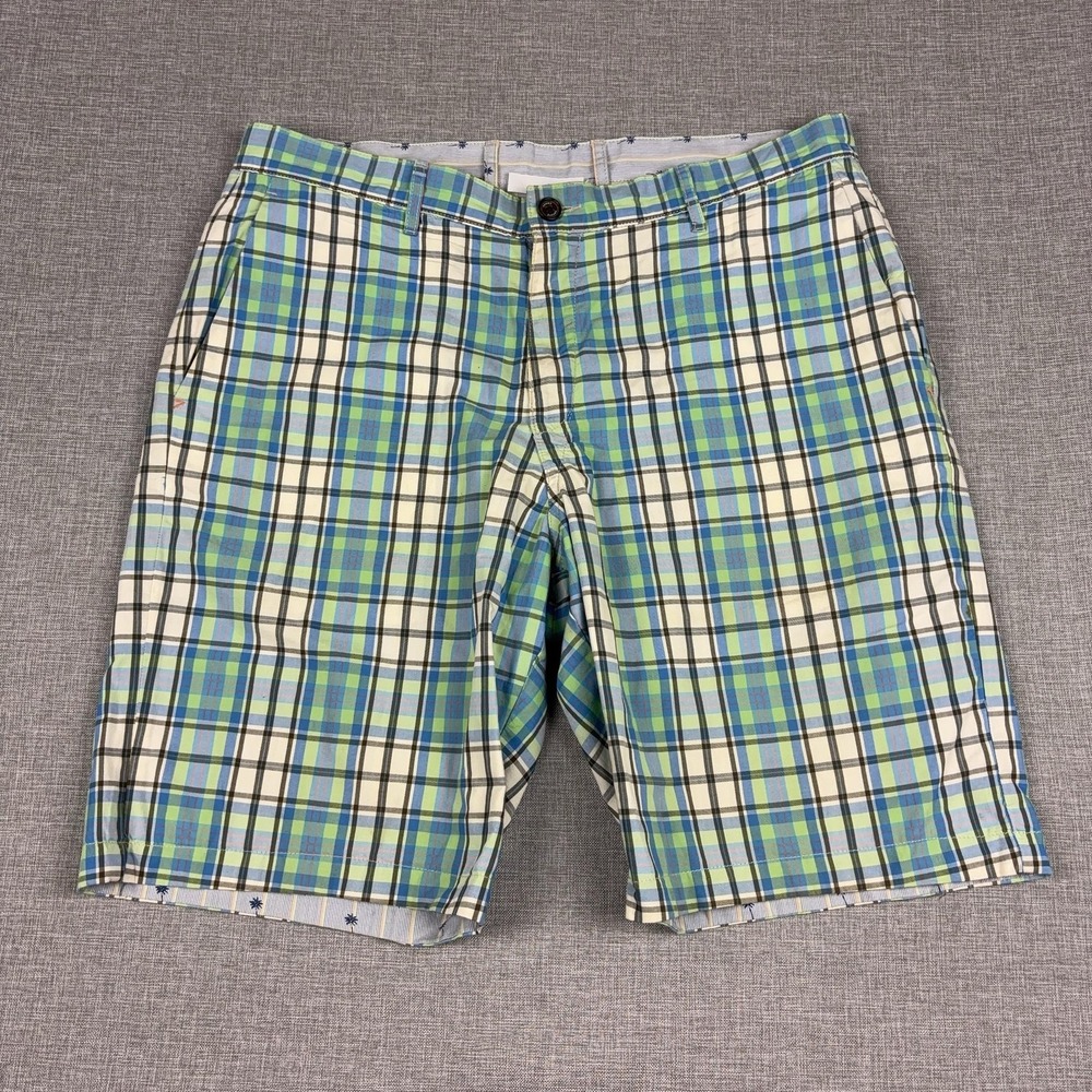 Tommy Bahama Shorts Mens 36 Multicolor Plaid Reversible Chino 10 Inseam Casual